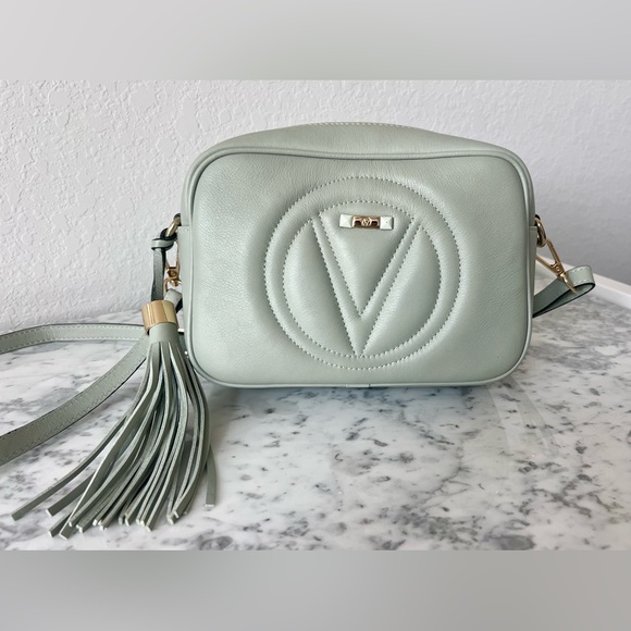 Valentino By Mario Valentino Mia Logo Leather Shoulder Bag in Mint Green